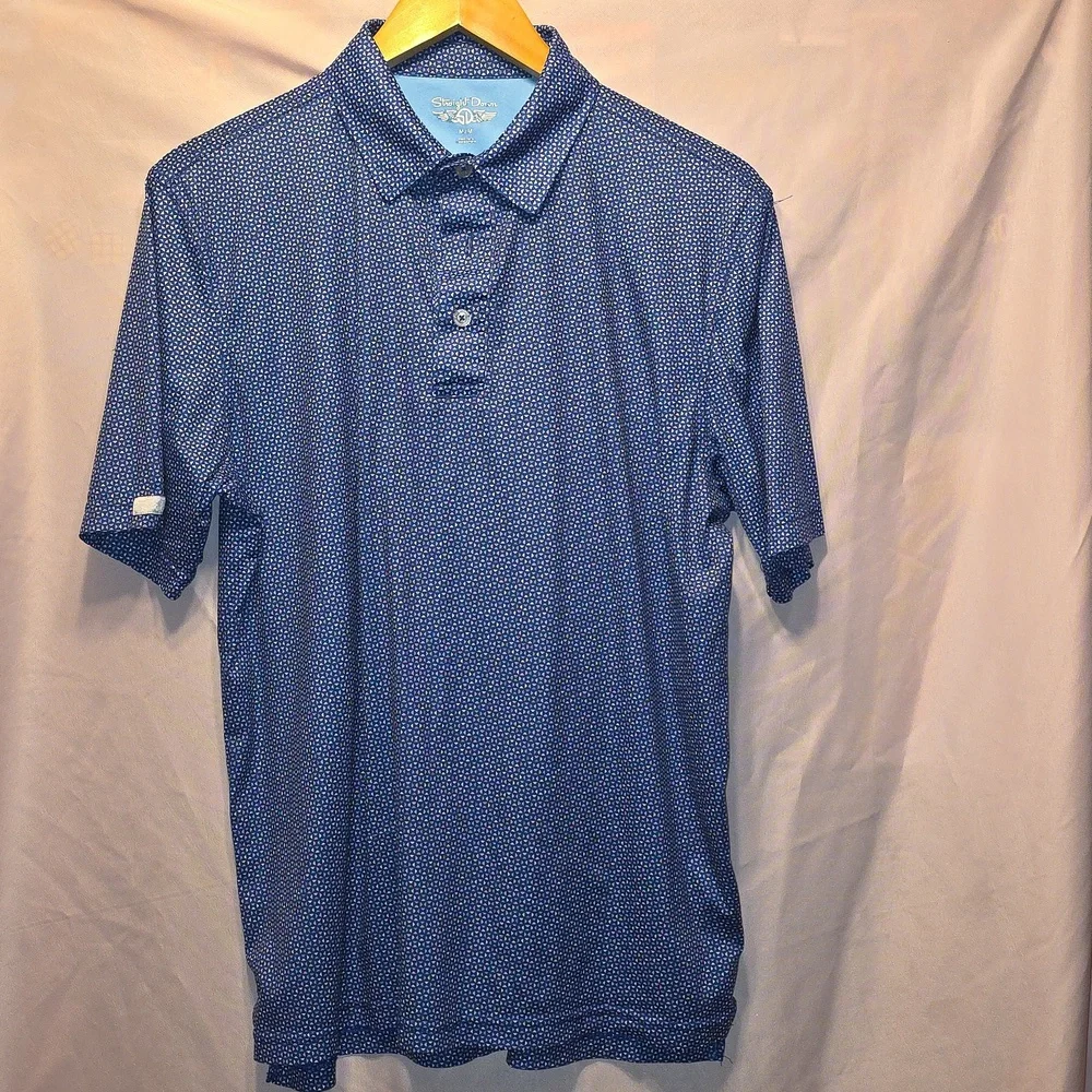 Straight Down Blue Patterned Shirt Mens Medium (Matt #30) - Picture 5 of 6